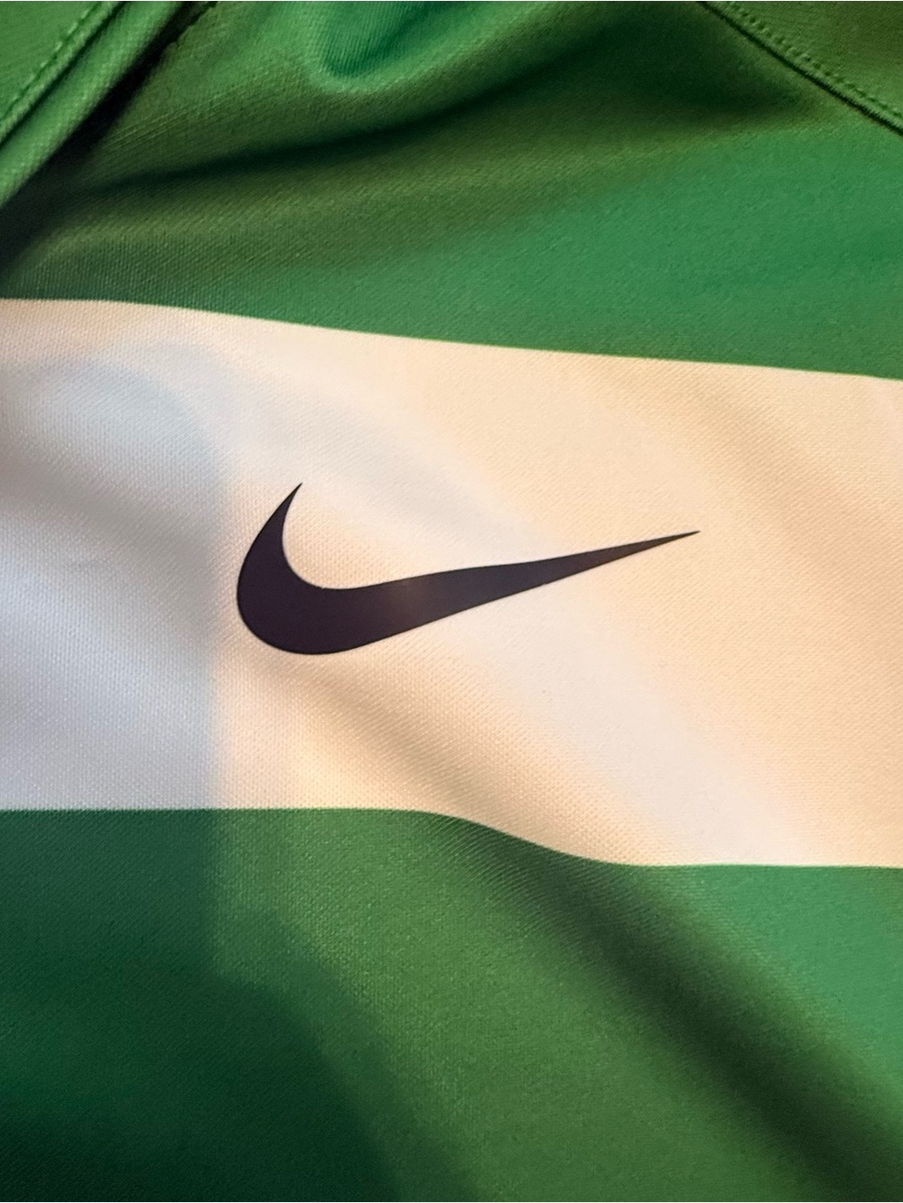 Nike Men’s Green and White Striped Polo - Picture 3 of 4